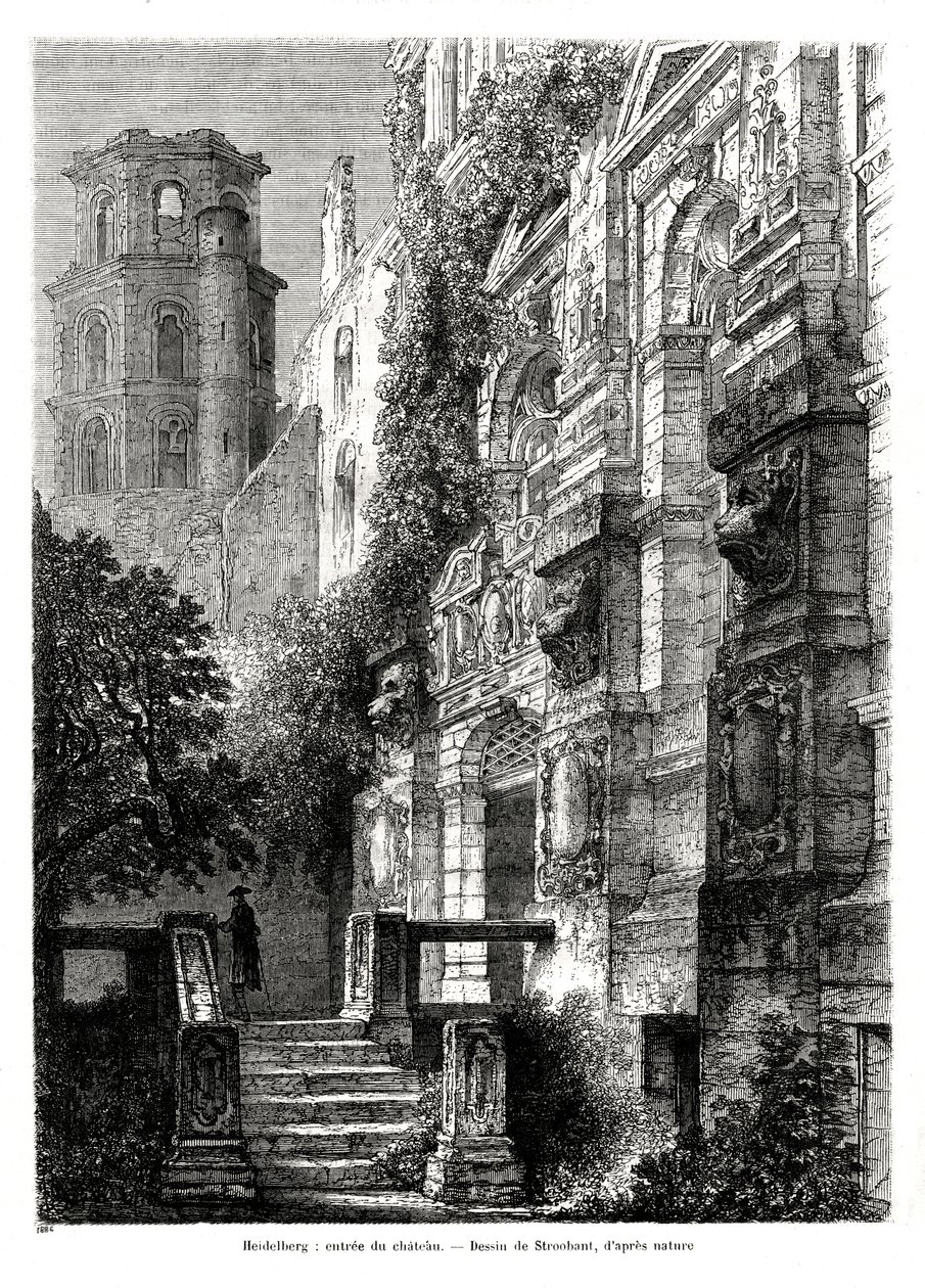 Heidelbergs slott, Tyskland, 1886 av Francois Stroobant