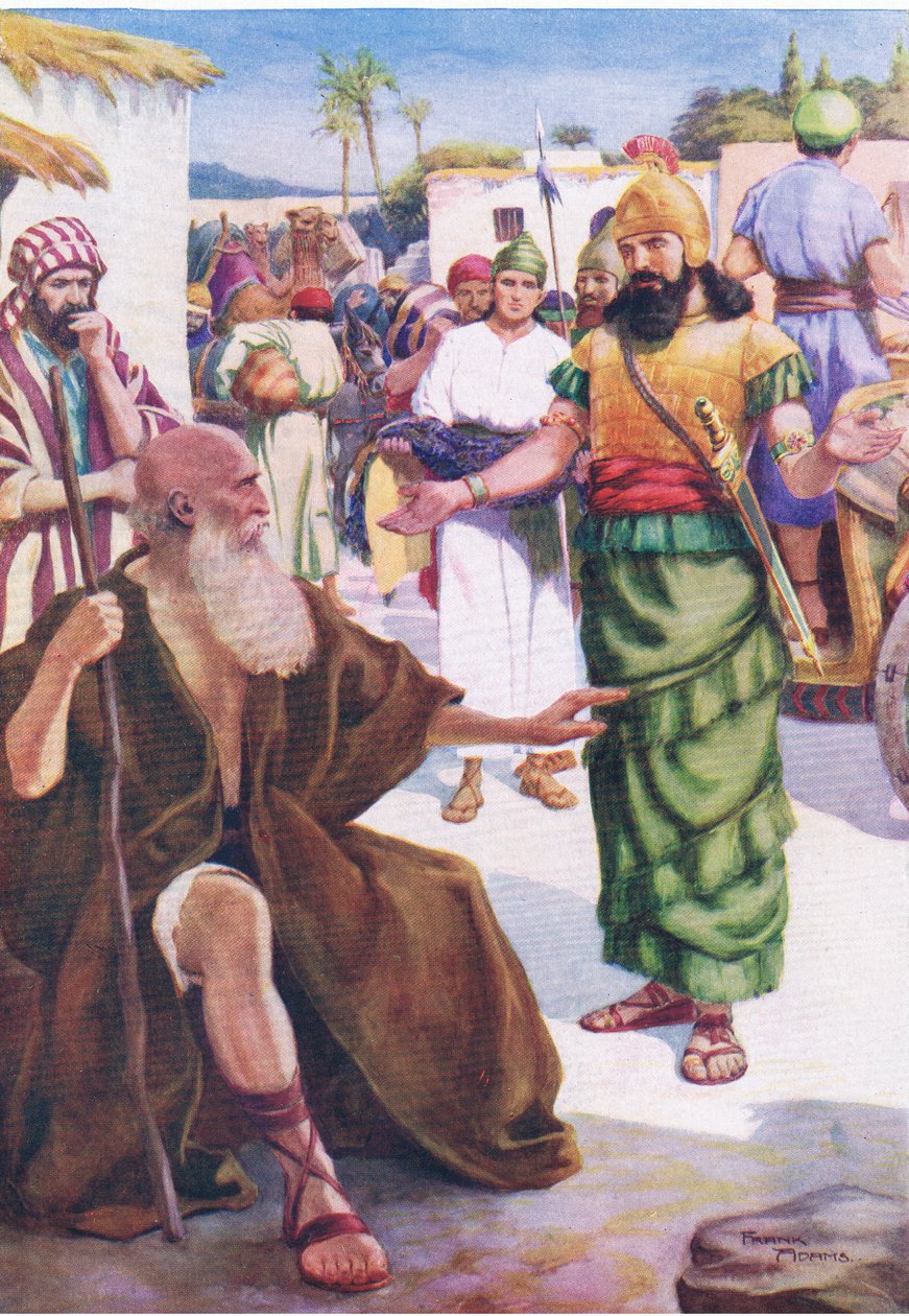 Naaman och Elisha, från The Bible Picture Book utgiven av Thomas Nelson, c.1950 av Frank Adams