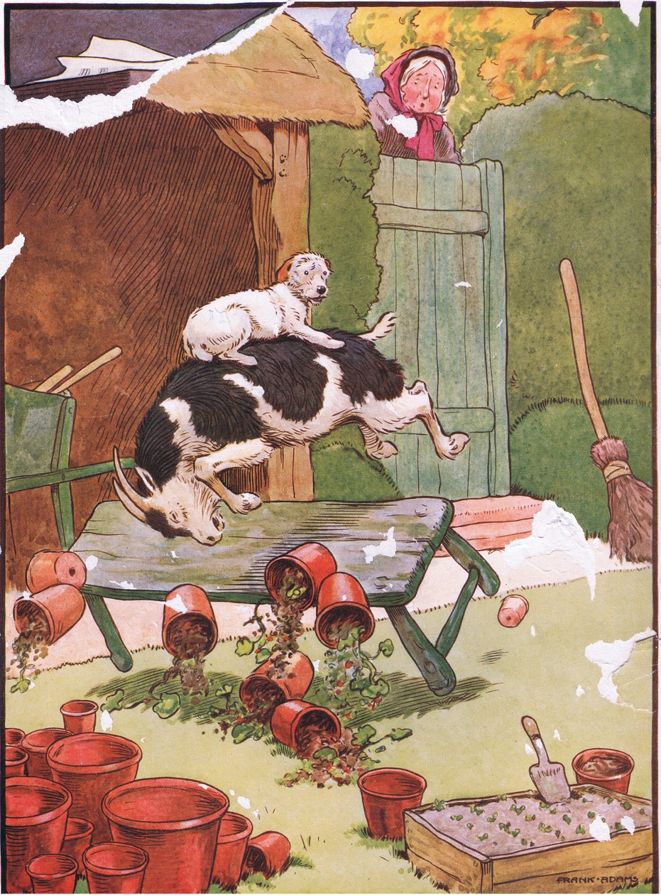 Hon gick till skräddaren för att köpa en rock åt honom, och när hon kom tillbaka red han på en get, 1930-talet. av Frank Adams