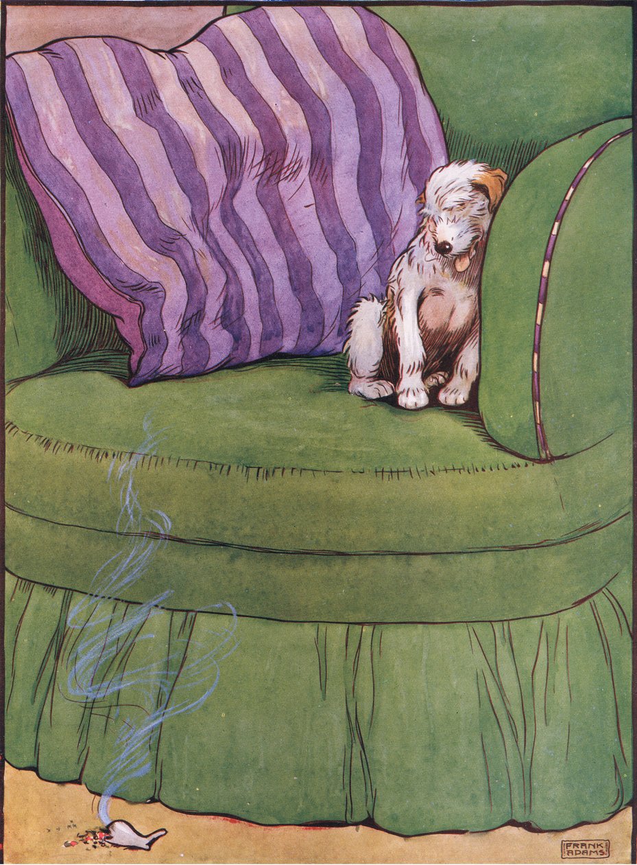 Hunden satt i en stol, 1930-talet av Frank Adams