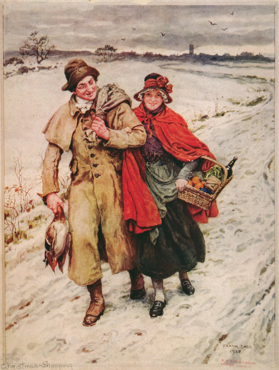 Julshopping, julkort av Frank Dadd