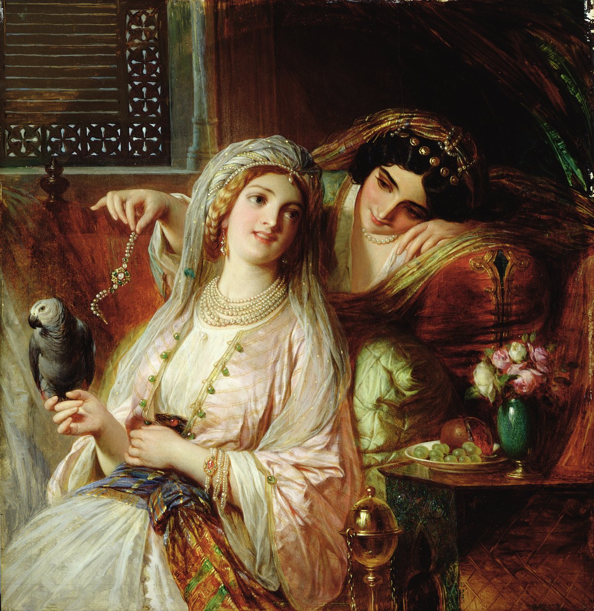 Orientaliskt tidsfördriv (olja på panel) av Frank Dicksee