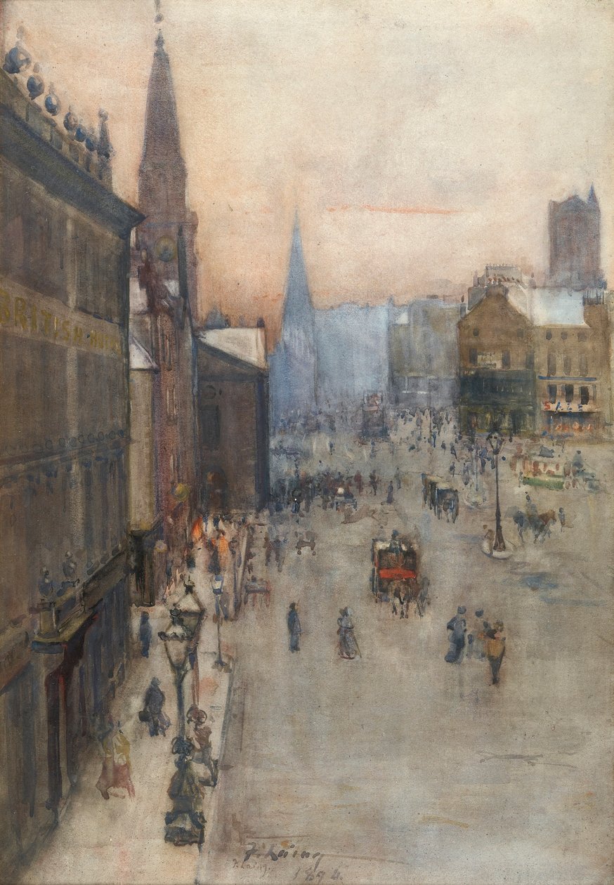 Gatubild, 1894 (wc på papper) av Frank Laing