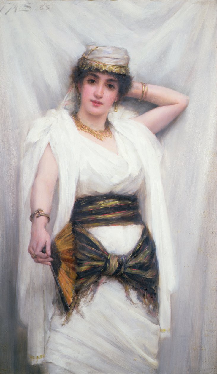 Yoletta 1888 (olja på panel) av Frank Markham Skipworth