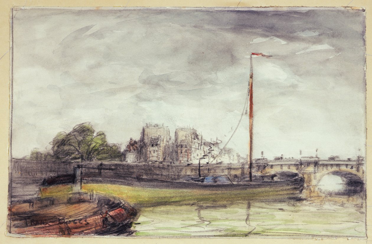 Le Pont-Neuf (gouache  kol på papper) av Frank Myers Boggs