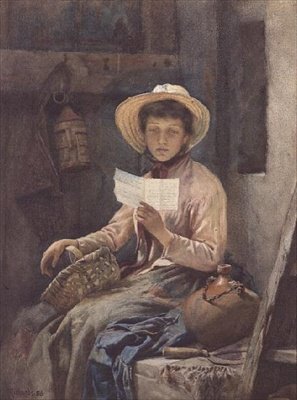 Kärleksbrevet, 1886 (wc) av Frank Richards
