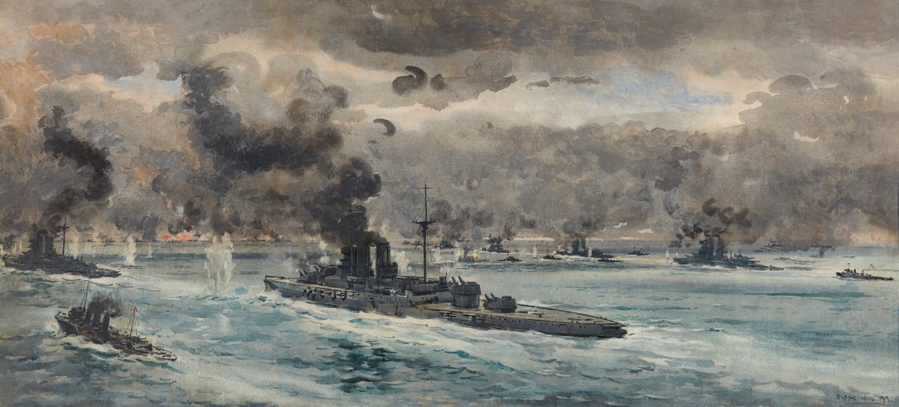 Slaget vid Jylland (akvarell) av Frank Watson Wood