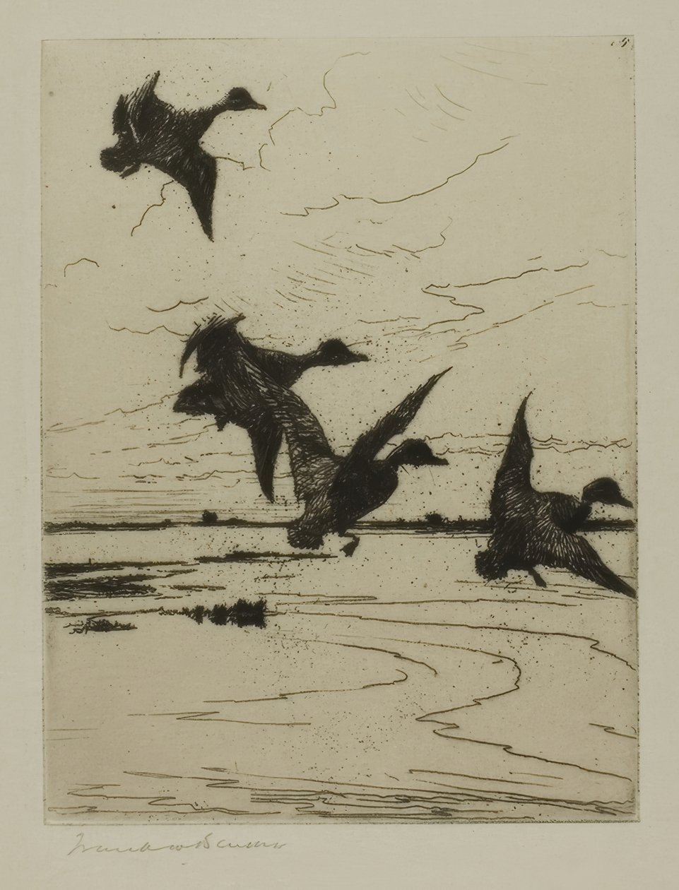 Landning antingen av Frank Weston Benson