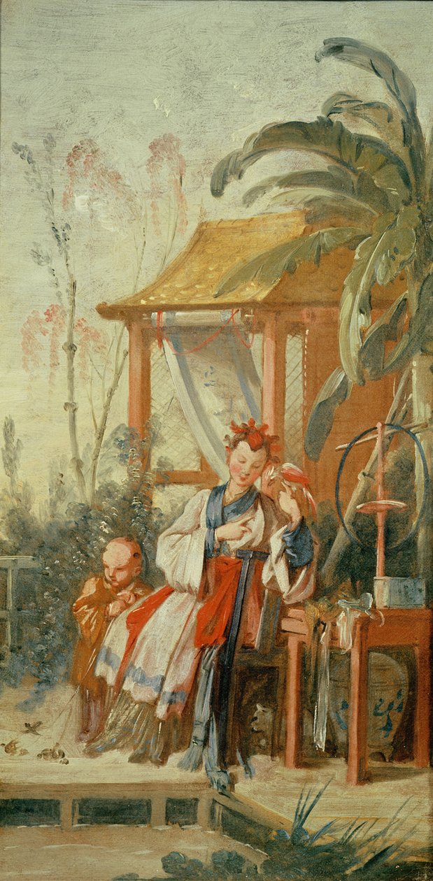 En kinesisk trädgård, studie för en tecknad gobeläng, c.1742 av François Boucher