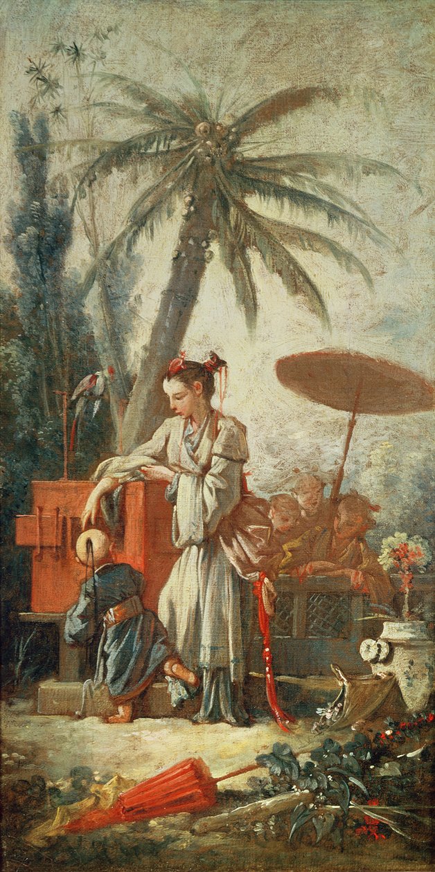 Kinesisk nyfikenhet, studie för en tecknad gobeläng, c.1742 av François Boucher