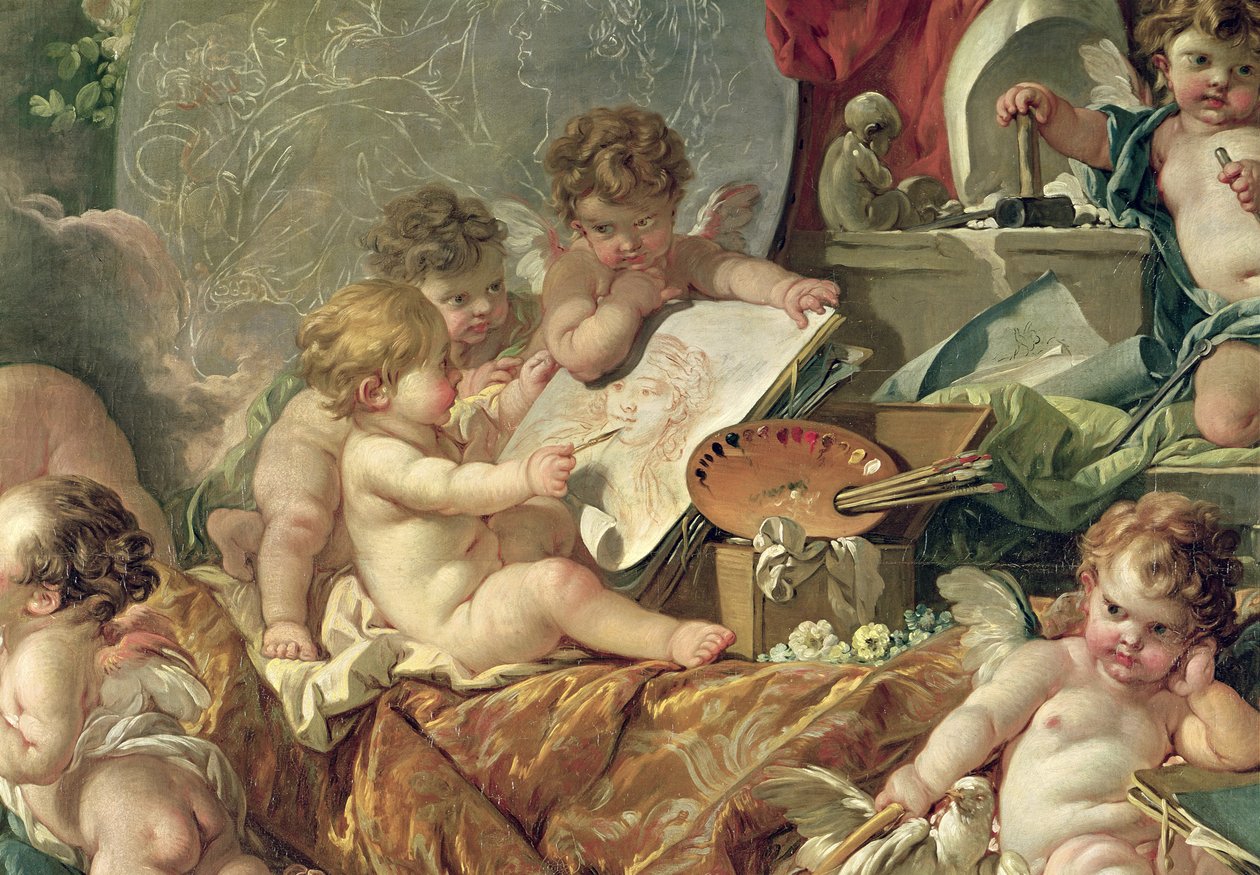 Genius Teaching the Arts, 1761 (detaljer) av François Boucher
