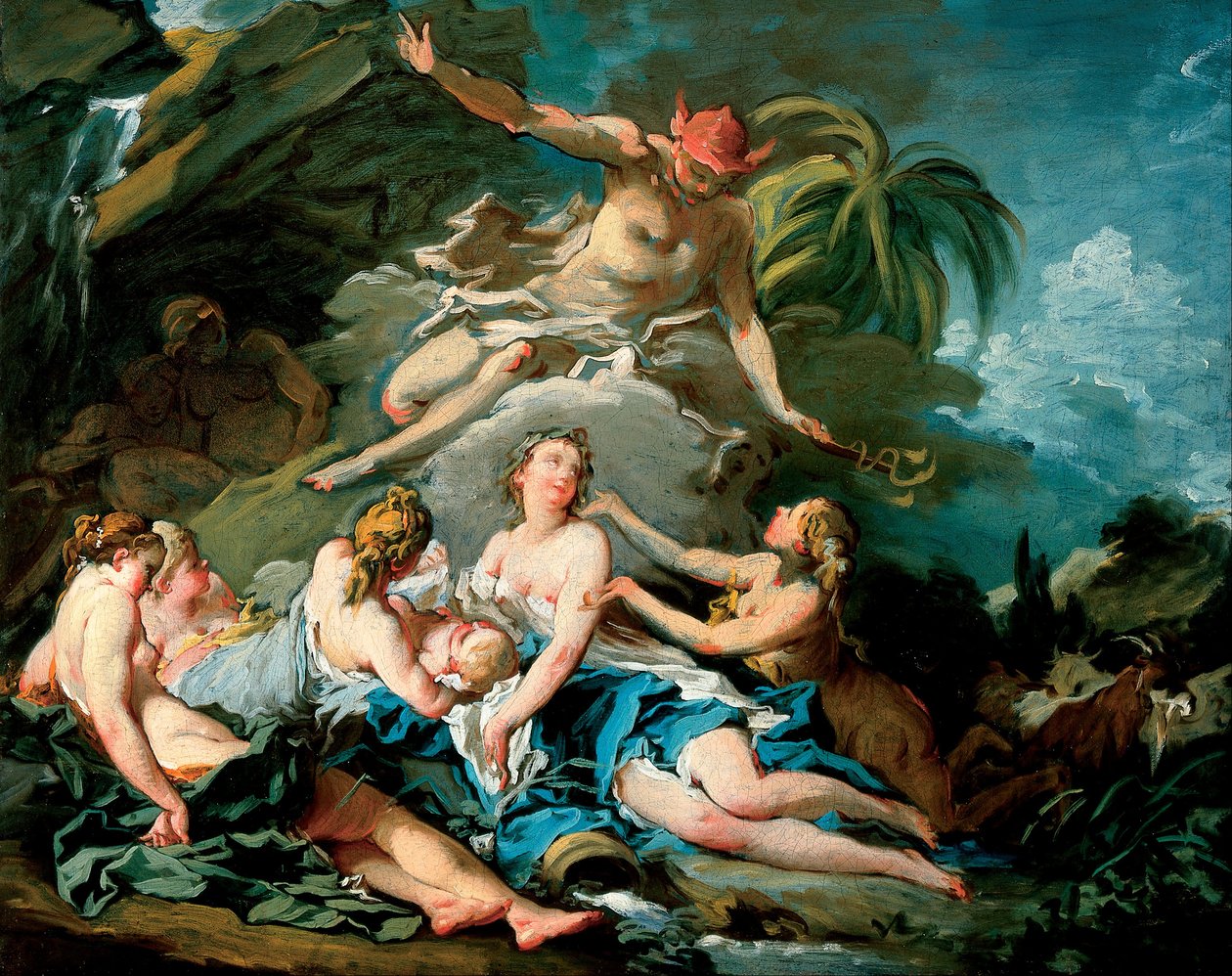 Mercury Entrusting the Infant Bacchus to the Nymphs of Nysa av François Boucher