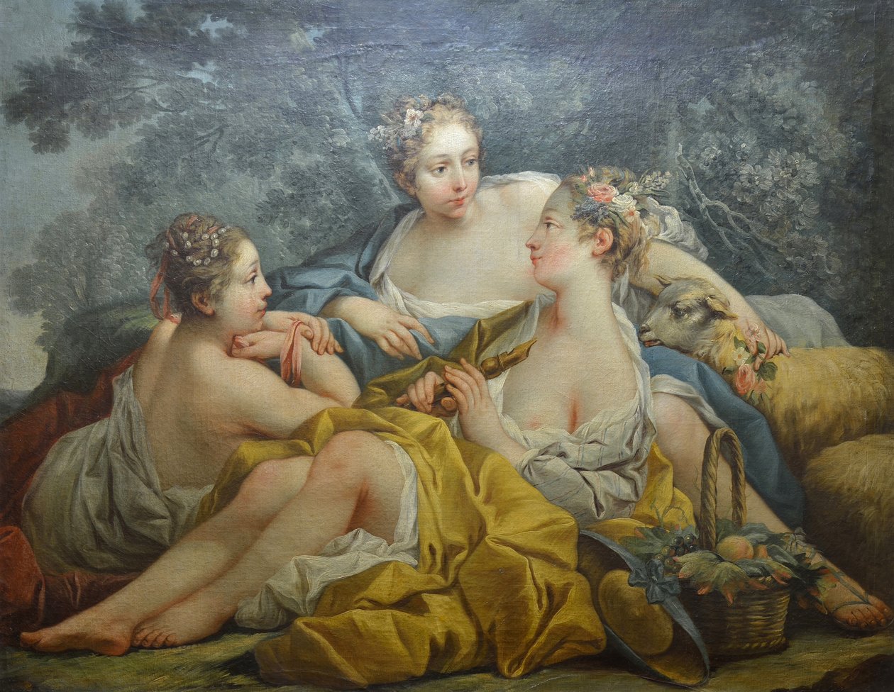 Nymphs playing the flute av François Boucher
