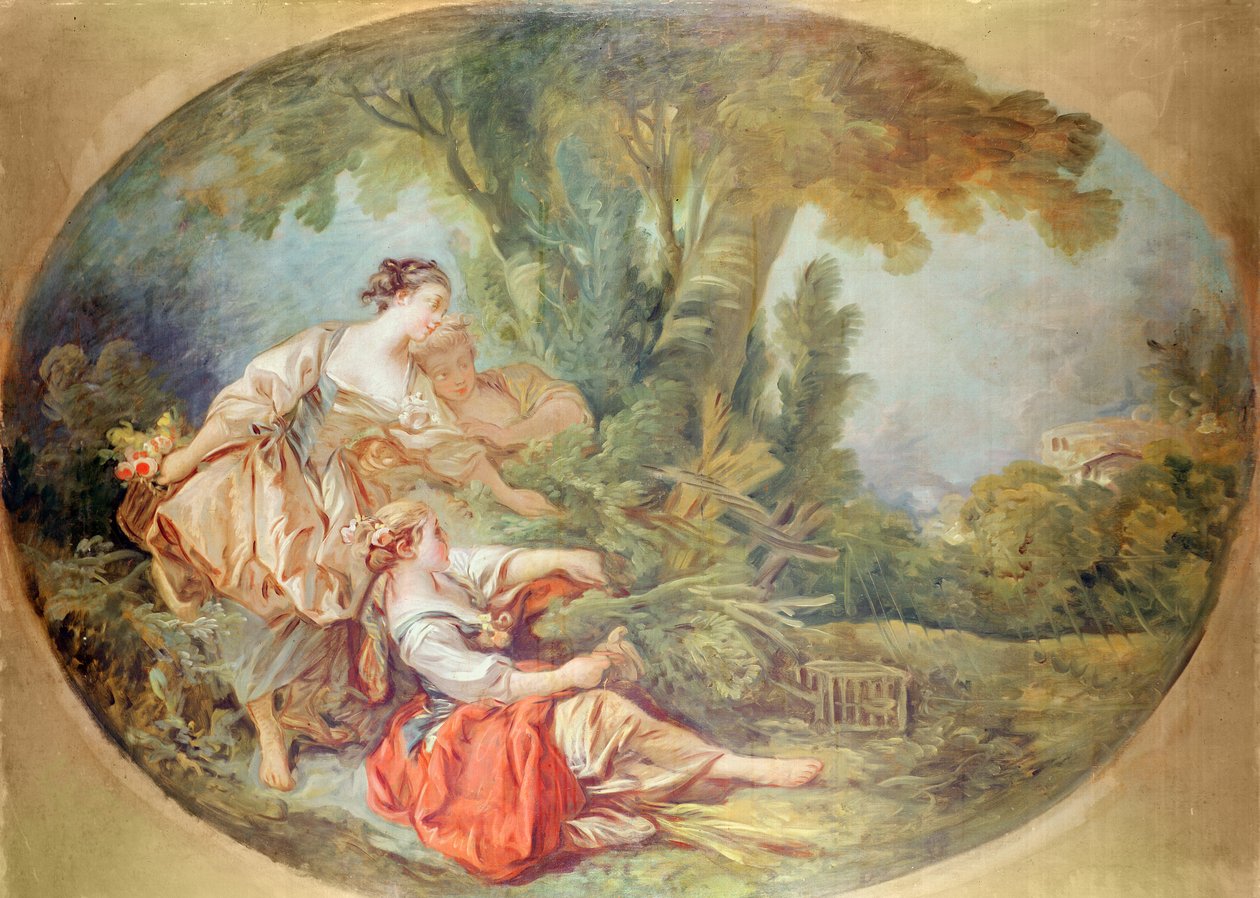 Fågelburen (gouache på kartong) av François Boucher