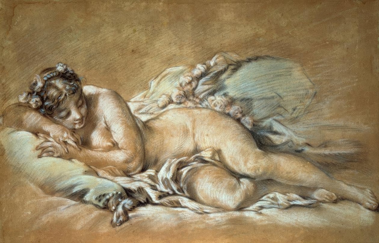 En ung kvinna sover av François Boucher