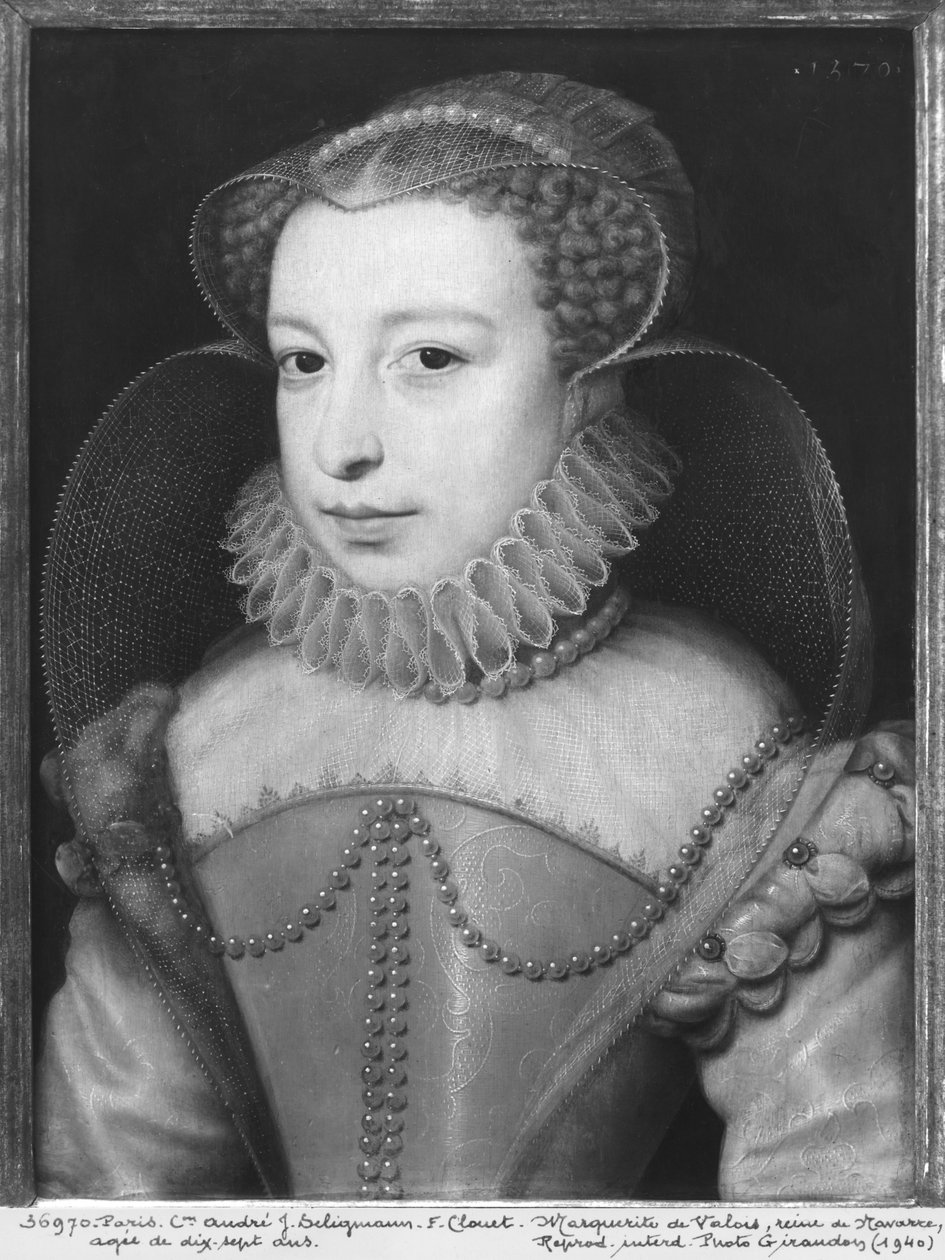 Marguerite de Valois (1553-1615) drottning av Navarra, känd som drottning Margot, 17 år gammal, 1570 av François Clouet