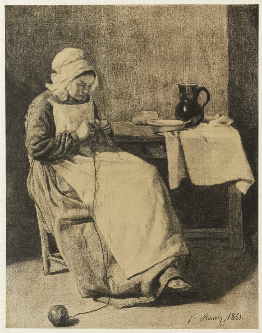 Tjänarestickning, 1861 av François Bonvin