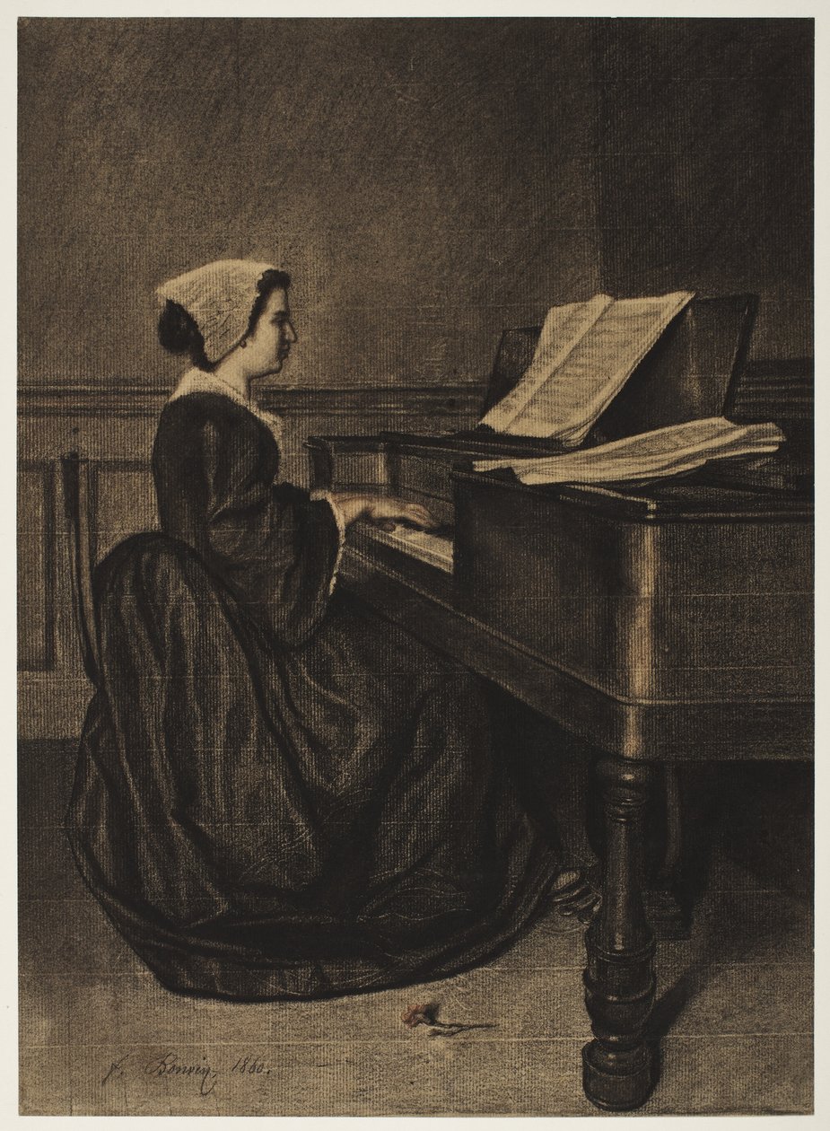 Kvinna vid Spinet av François Bonvin