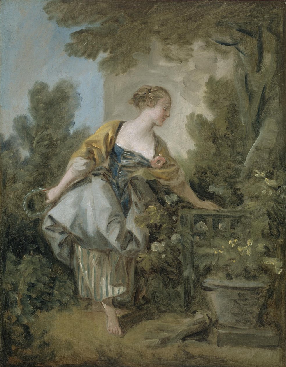 En ung flicka i en park av François Boucher
