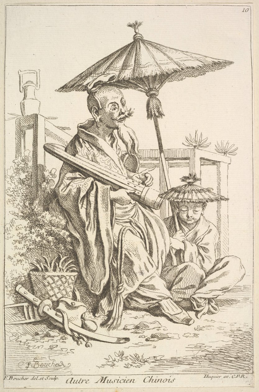 En annan kinesisk musiker, 1738-45. av François Boucher