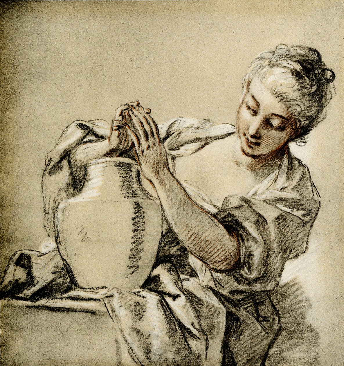 Flicka vid en brunn av François Boucher