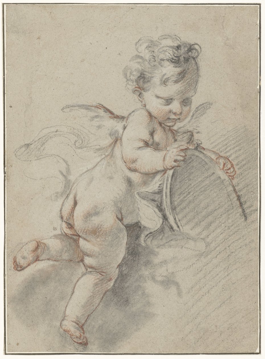 Flytande putto med toalettspegel av François Boucher