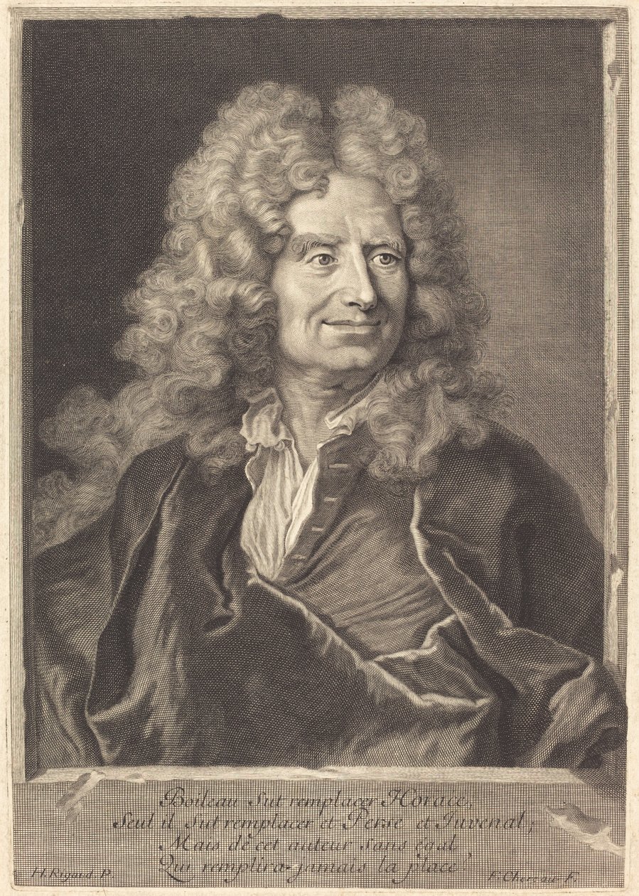 Nicholas Boileau av François Chereau I after Hyacinthe Rigaud