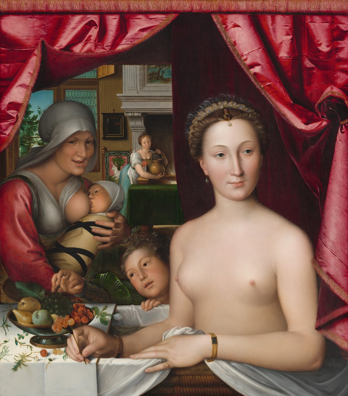 En dam i hennes bad, ca. 1571. av François Clouet