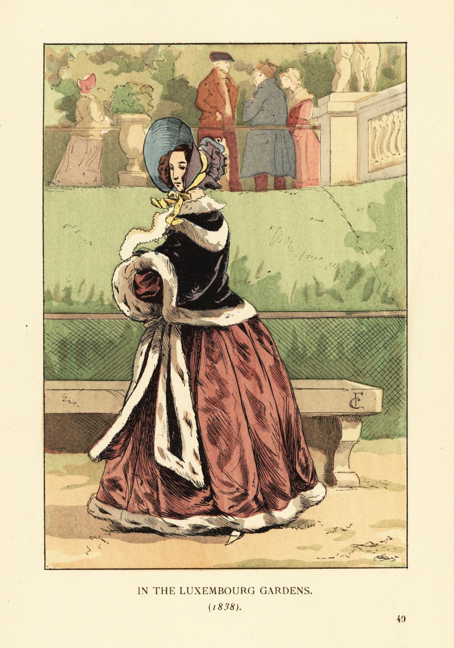 Fashionabla kvinna i Luxembourgträdgården av François Courboin