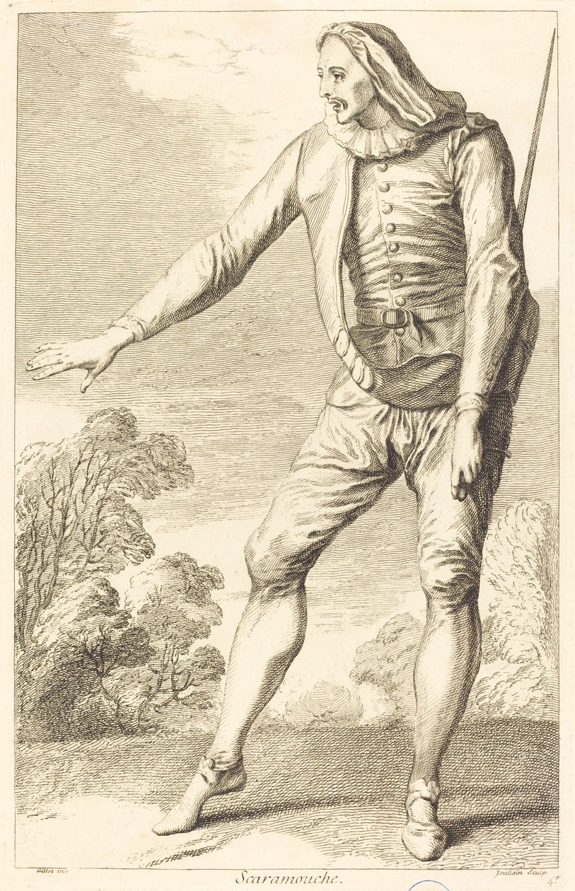 Scaramouche av François Joullain after Claude Gillot