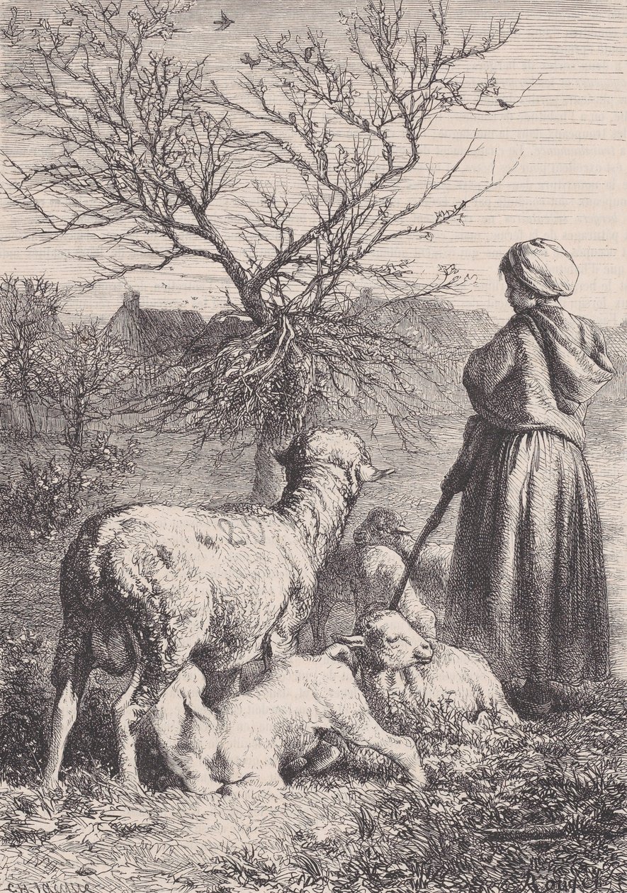 En herdinna, ca. 1852. av François Rouget
