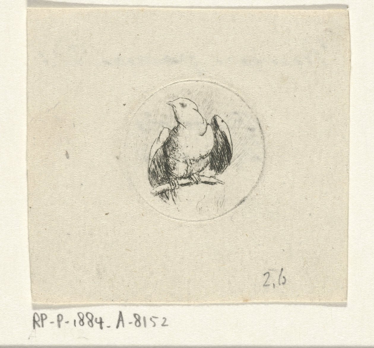 Fågel på en trädgren av François de Maleck