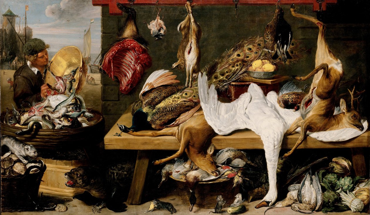 Marknadsscen på en kaj av Frans Snyders or Snijders