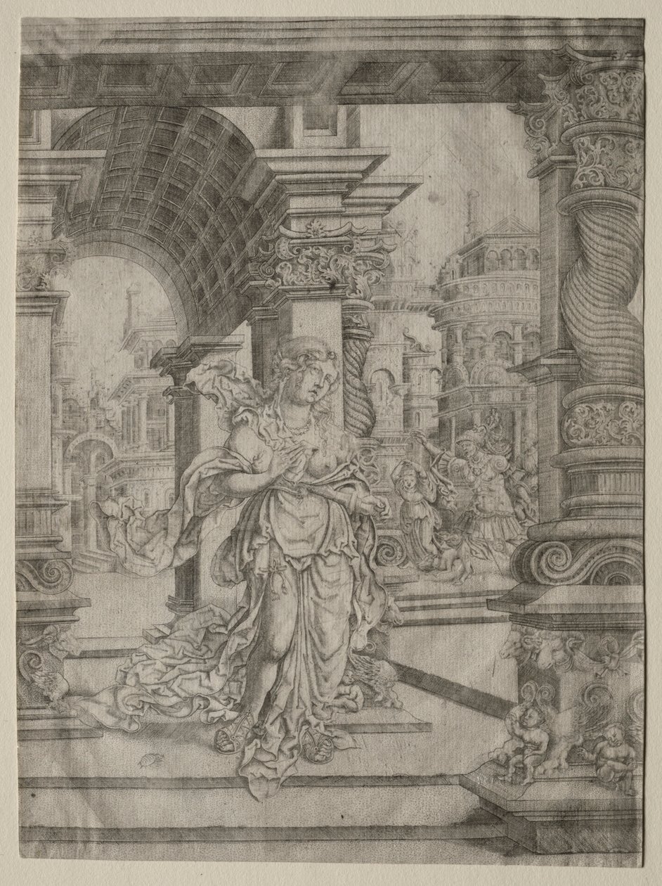 Lucretias död. av Frans Crabbe van Esplegem