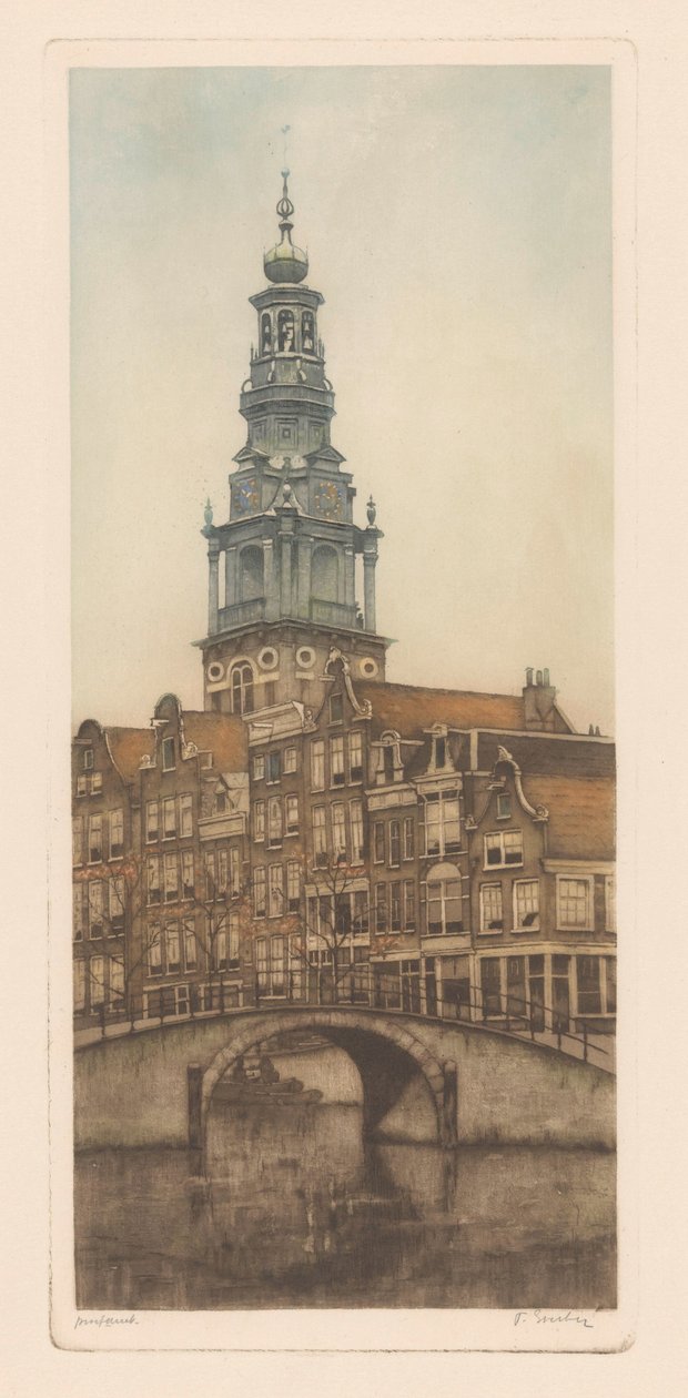 Södra kyrkan i Amsterdam av Frans Everbag (signed by artist)