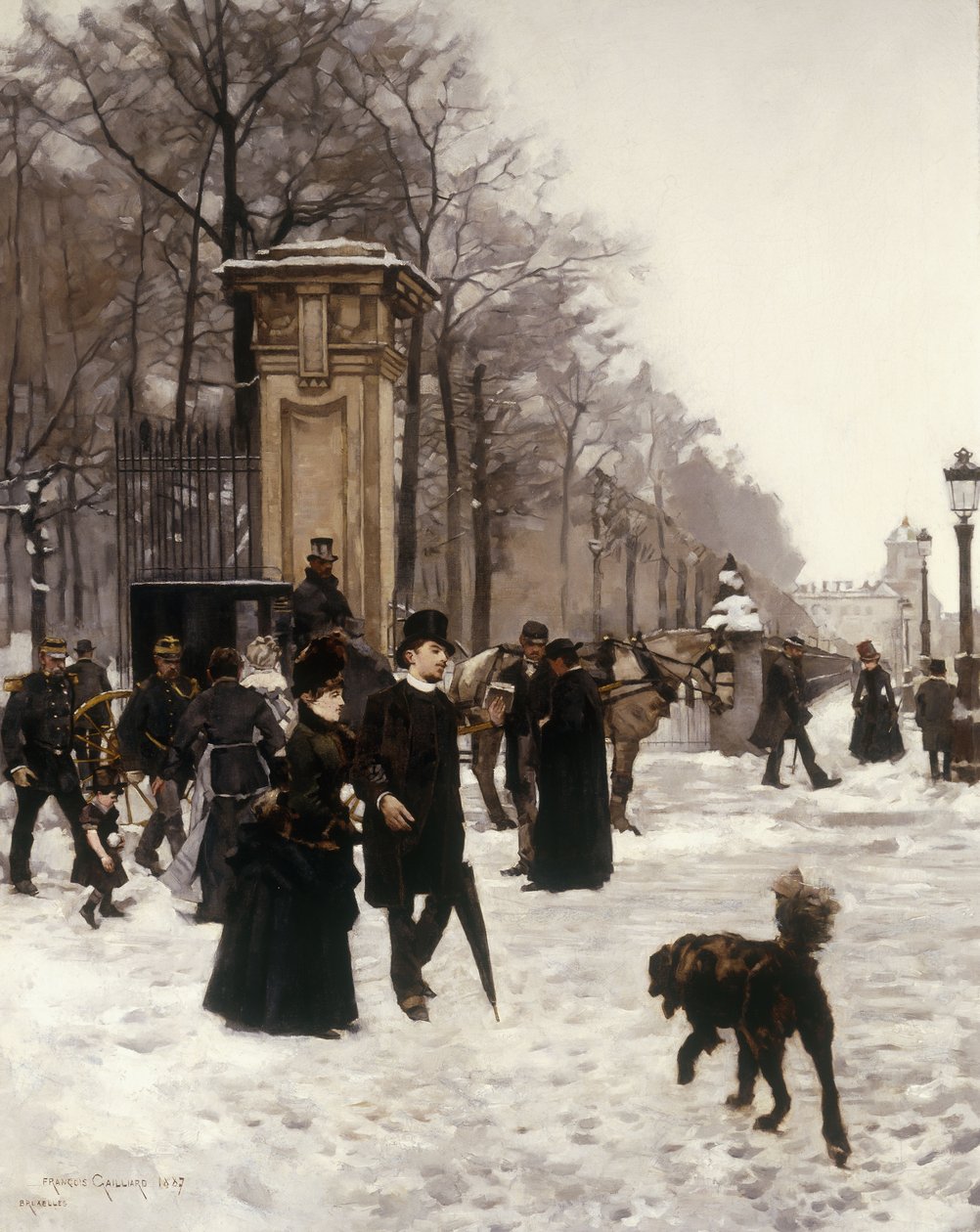 Promenade på en vinterdag, Bryssel, 1887 av Frans Gaillard