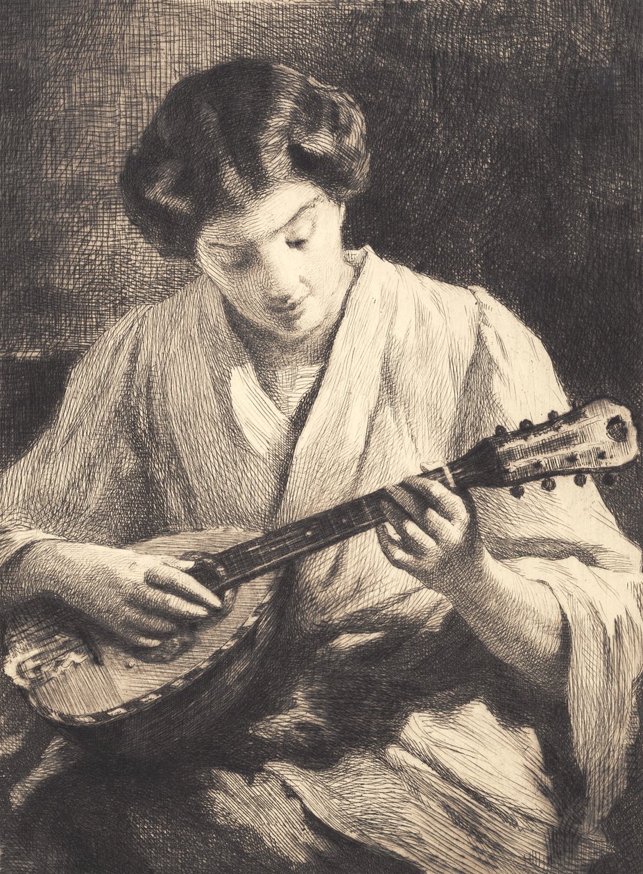 Mandolinspelande dam av Frans Schwartz