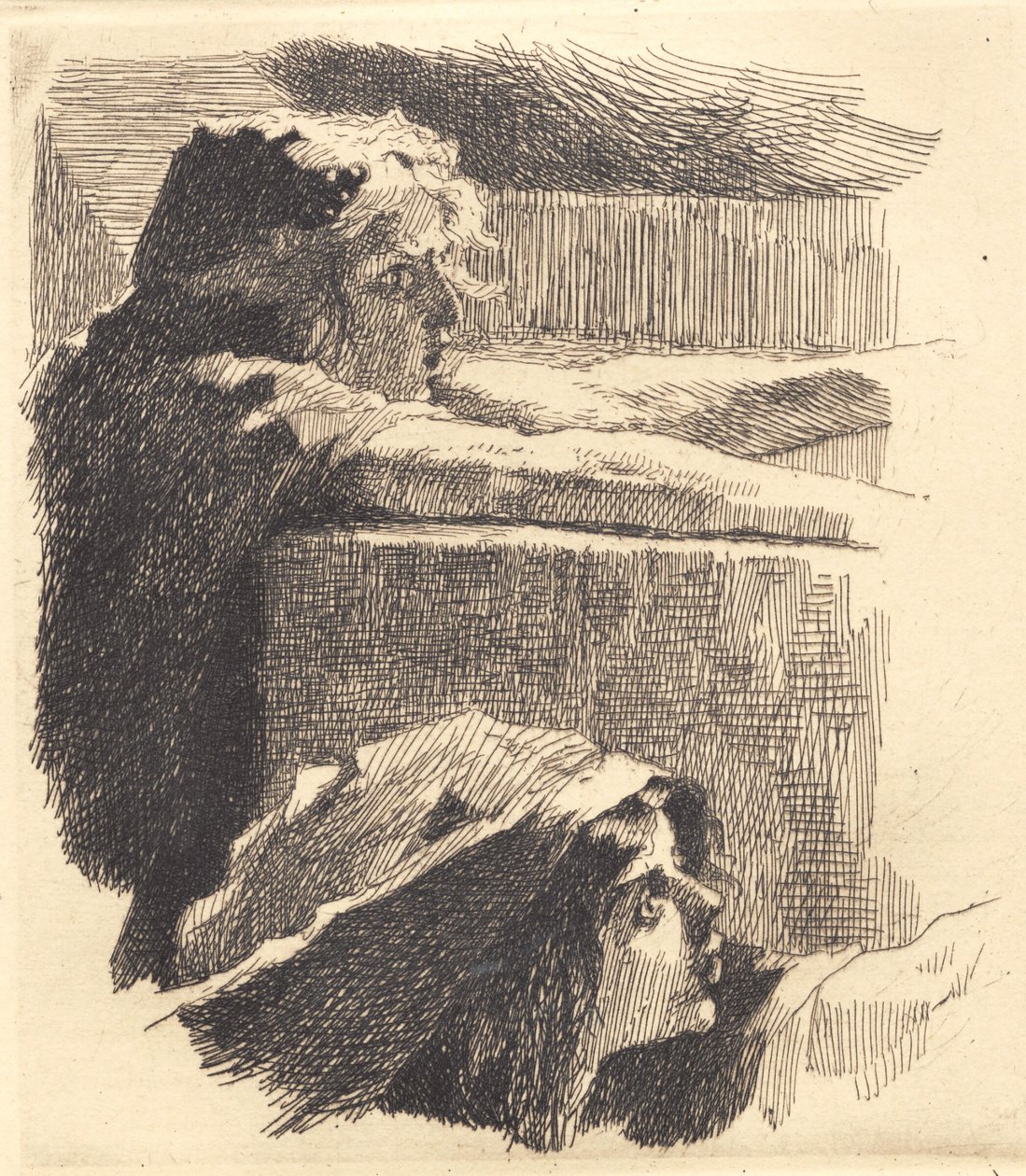 Exempeltallrik: Fragment av "The Bad Maidens" av Frans Schwartz