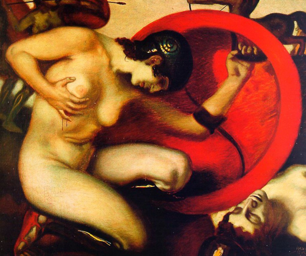 Wounded Amazon av Franz von Stuck