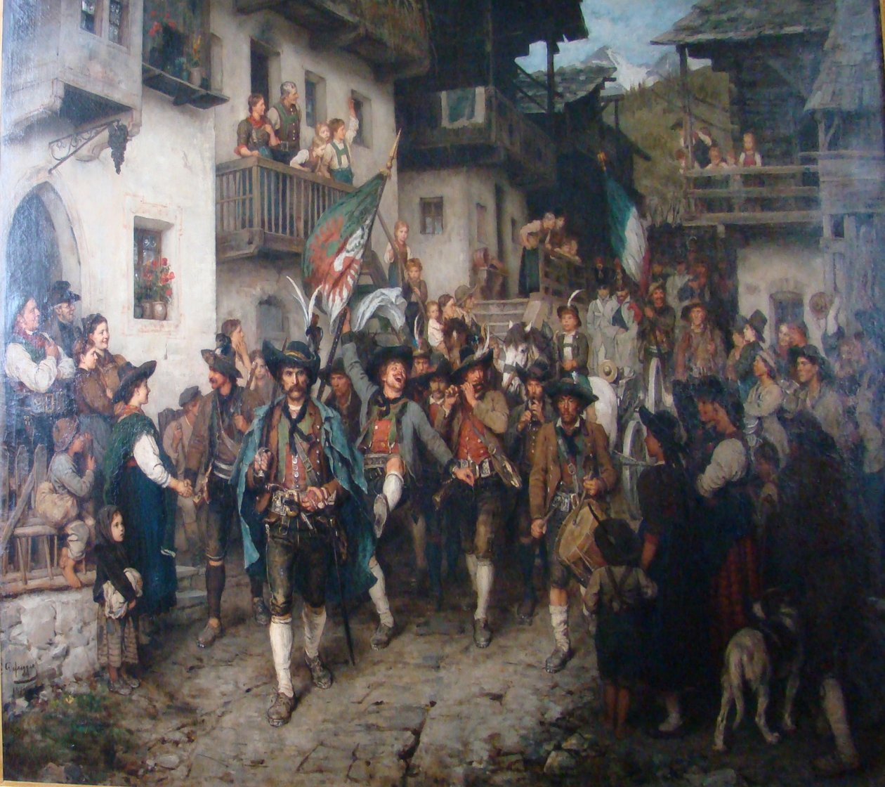  Heimkehrender Tiroler Landsturm im Krieg von 1809Tyrolean Home Guard returning from the war of 1809. av Franz Defregger