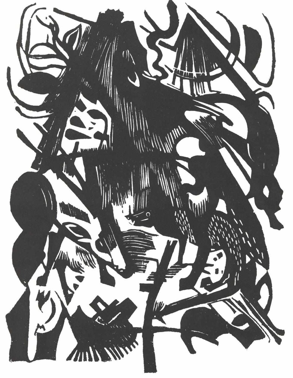 Geburt der Wölfe av Franz Marc