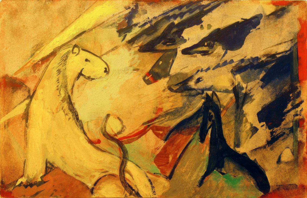 Gult lejon, blå räv, blå häst av Franz Marc