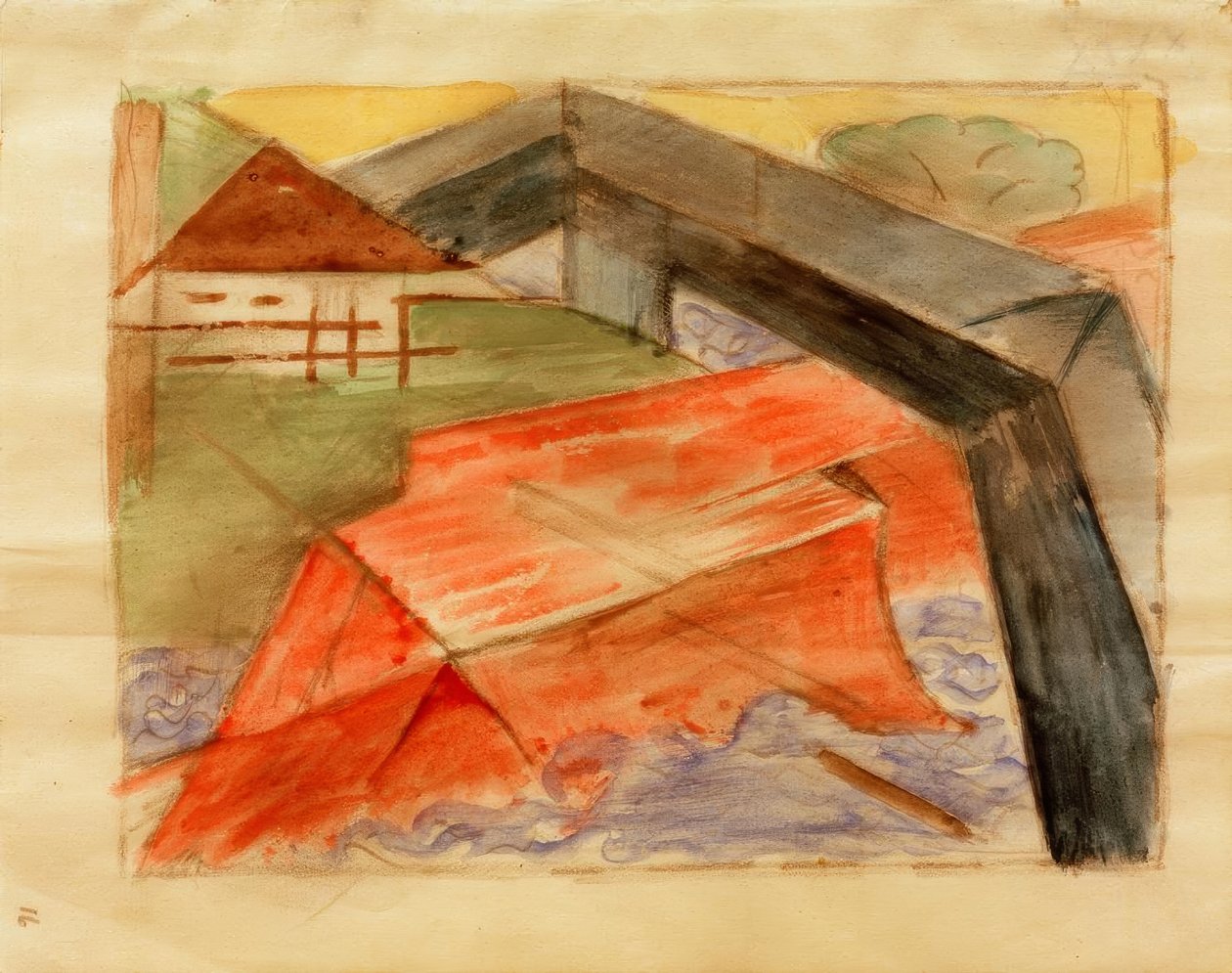 Hus och bro av Franz Marc