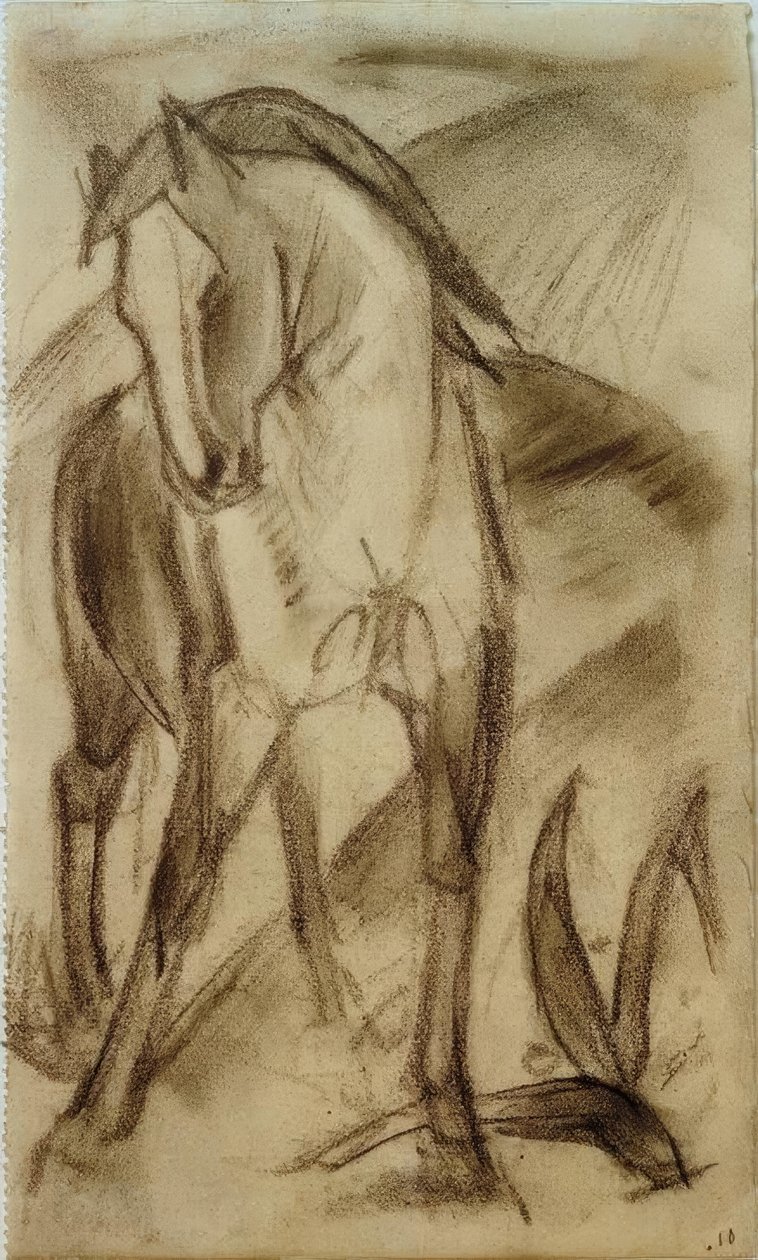 Ung häst i bergslandskap av Franz Marc