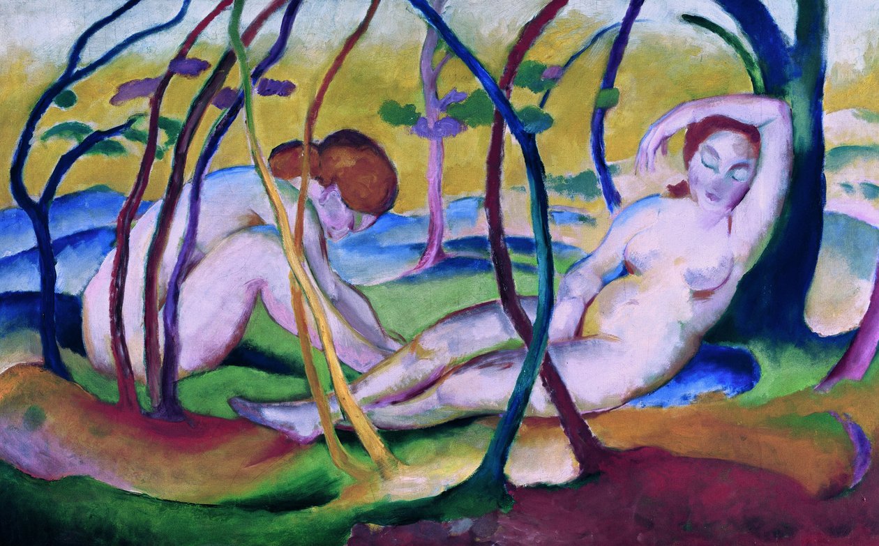 Nakenbilder under träd av Franz Marc
