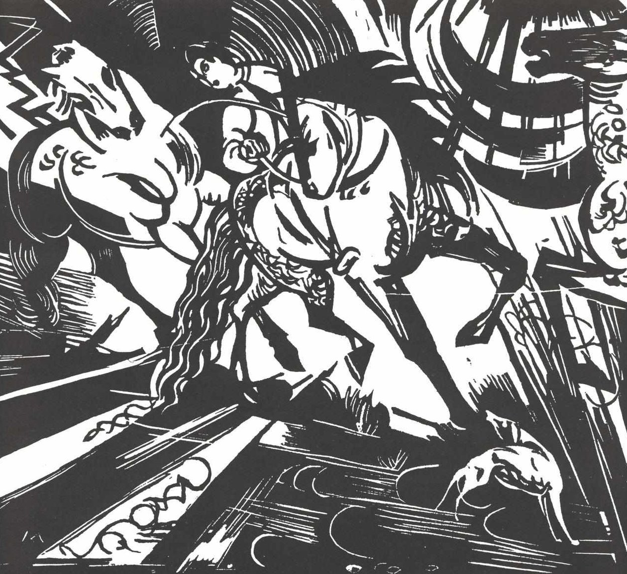 Reitschule nach Ridinger av Franz Marc