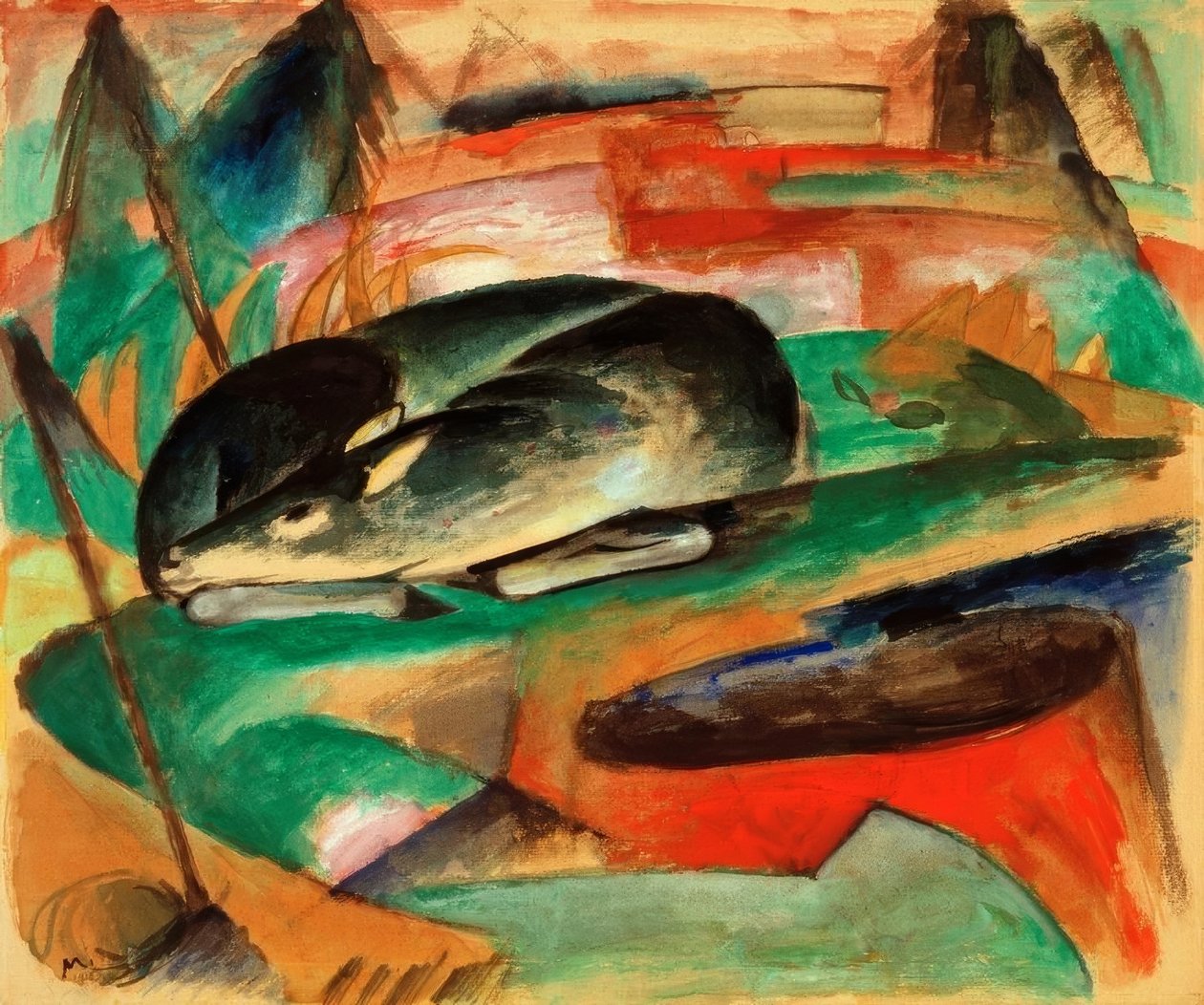 Sovande rådjur av Franz Marc