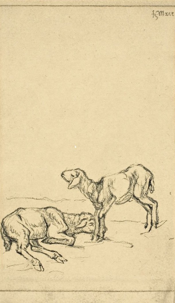 Zwei Lämmer av Franz Marc