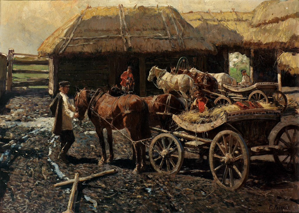 Poststation im Kaukasus av Franz Roubaud