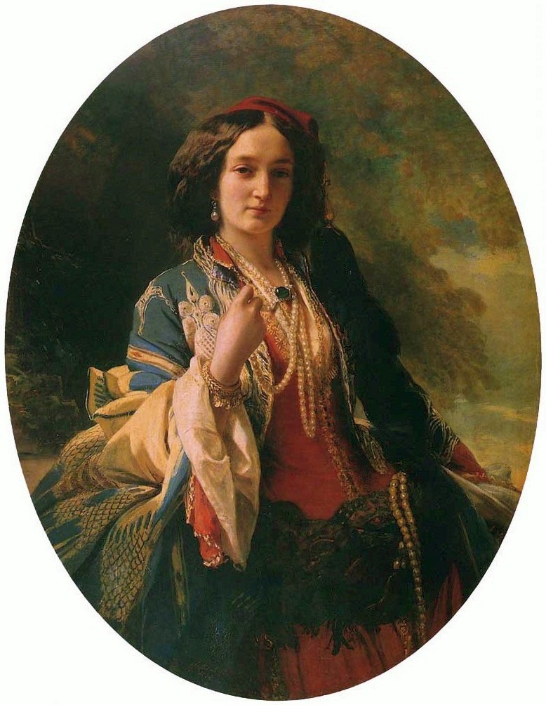 Portrait of Katarzyna Potocka née Branicka in oriental costume av Franz Xaver Winterhalter
